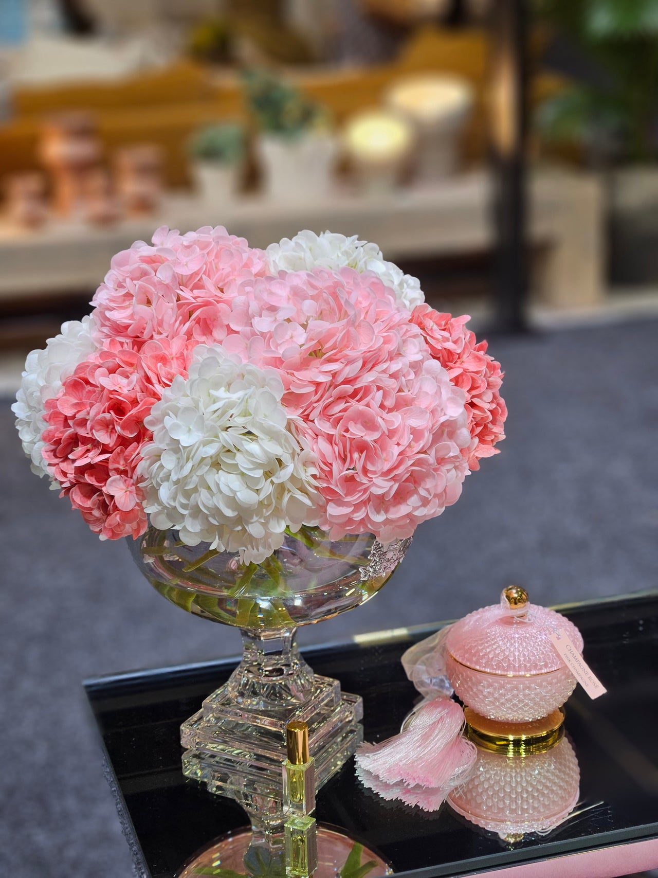 ** DISCONTINUED ** Provence Hydrangea Bouquet - Medium Mixed Pink & Gold