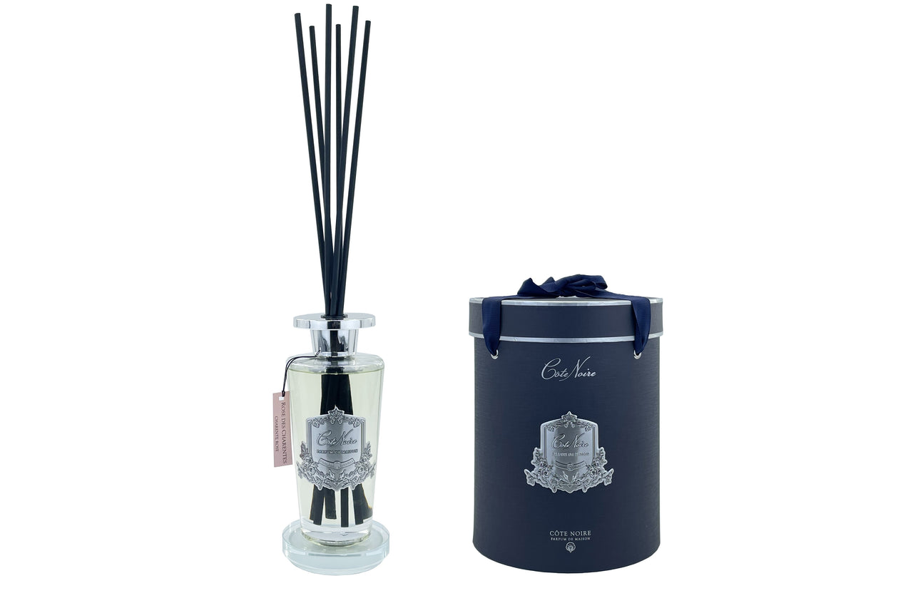 ** CLEARANCE ** Grand 500ml Diffuser Set with Crystal Glass Base - Charente Rose - Silver - LDS054