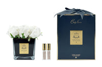 Cote Noire Couture 9 Rose Bud - Square Black Vase Gold & White - SVB901