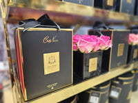 Cote Noire Couture 9 Rose Buds - Square Black Vase Gold & Magenta - SVB907