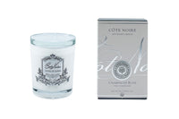Cote Noire 185g Candle - White Vessel with Silver Badge - Pink Champagne