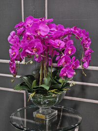 Cote Noire Luxury Centrepiece Orchid Bouquet - Fuchsia & Gold badge - CP009