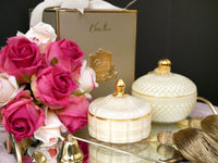 Cote Noire Round Art Deco Candle - Cream & Gold - Blonde Vanilla - GML30005