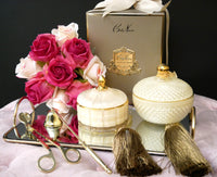 Cote Noire Round Art Deco Candle - Cream & Gold - Blonde Vanilla - GML30005