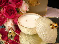 Cote Noire Round Art Deco Candle - Cream & Gold - Blonde Vanilla - GML30005