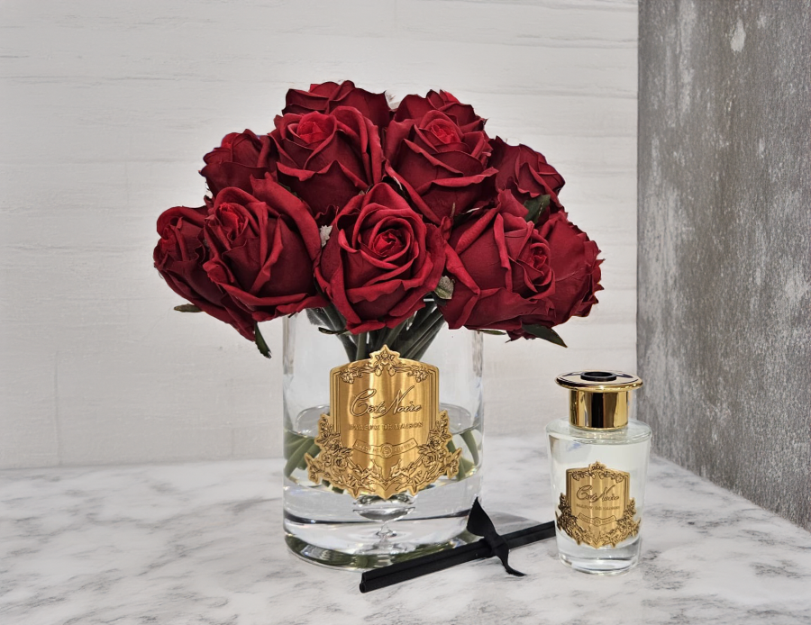 **NEW** Cote Noire Luxury Grand Rose Bud Bouquet - Red - Gold Badge - LRB04