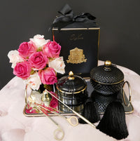 Cote Noire Round Art Deco Candle - Black & Gold - Queen of the night - GML30004
