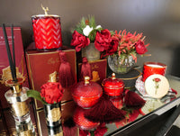 Cote Noire Round Art Deco Candle - Red & Gold - Rose oud - GML30007