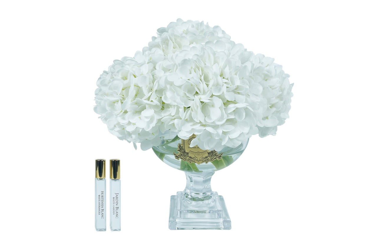 ** DISCONTINUED ** Cote Noire Provence Hydrangea Bouquet - Medium White & Gold - PHB21M