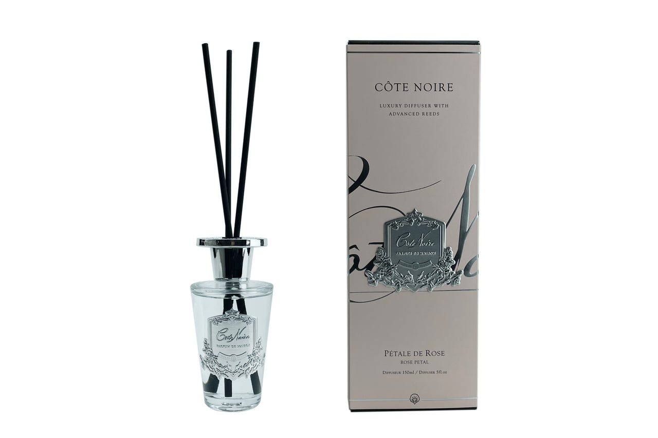 ** CLEARANCE ** Côte Noire 150ml Diffuser - Silver Badge - Rose Petal - GMDS15007