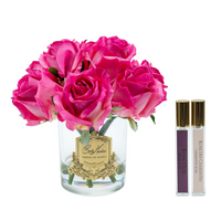 Cote Noire Premium Bouquet - Magenta Rose Buds - Clear - Gold Badge - GRB07