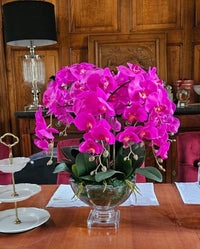 Cote Noire Luxury Centrepiece Orchid Bouquet - Fuchsia & Gold badge - CP009