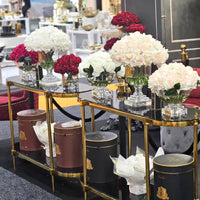Cote Noire Luxury Centrepiece French Rose Bouquet - Pink Blush & Gold Badge - CPL02