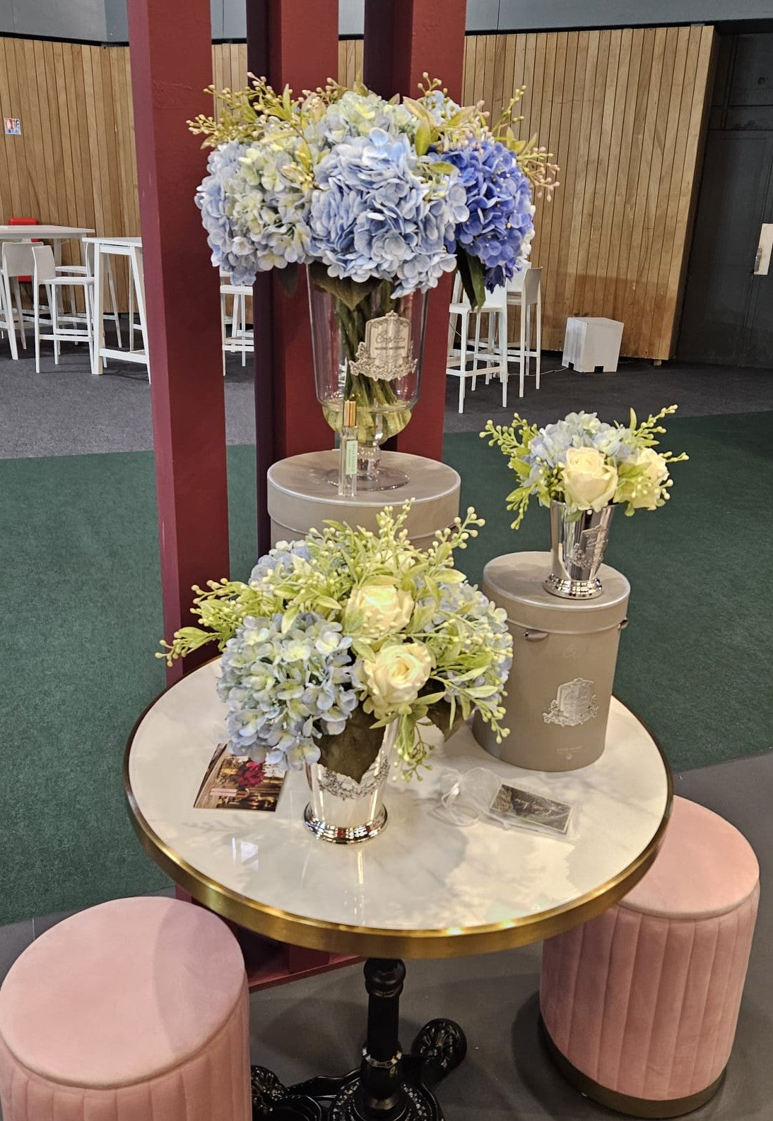 ** NEW ** Cote Noire Grand Summer Posies - Blue & Natural in Silver Goblet - GSS16
