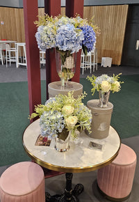 ** NEW ** Cote Noire Grand Summer Posies - Blue & Natural in Silver Goblet - GSS16