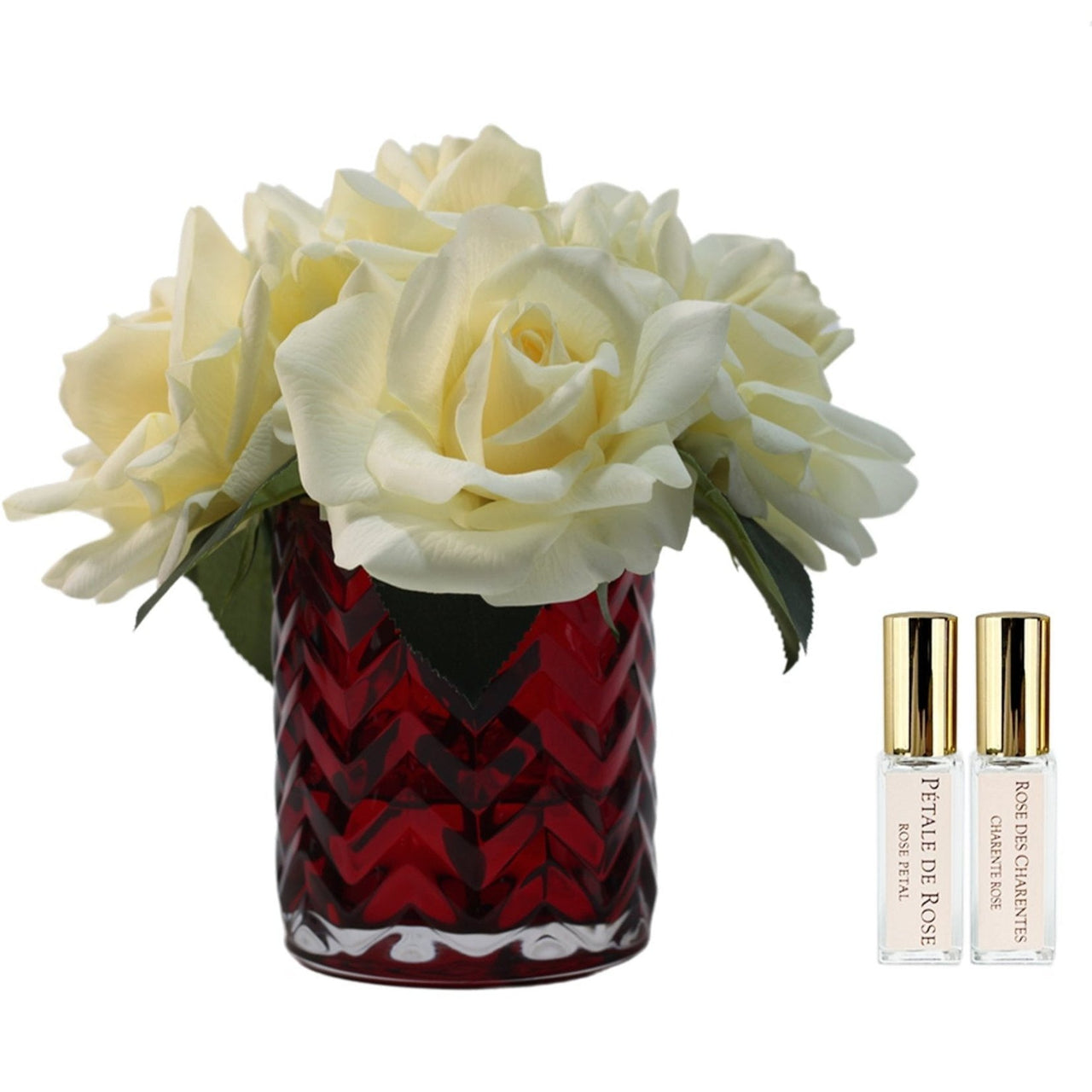 Cote Noire Herringbone Flower Red - Champagne Roses - LS28
