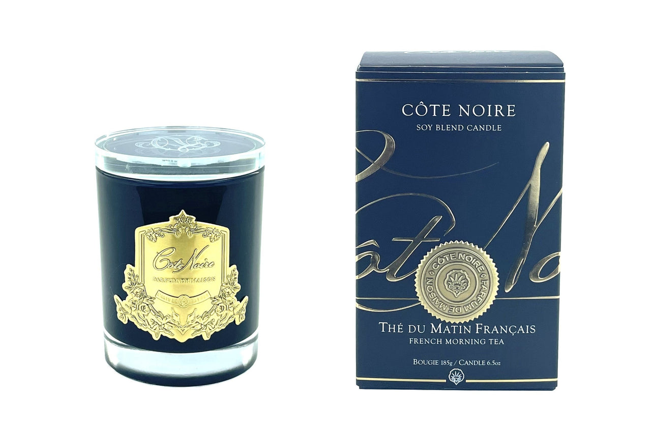 Cote Noire 185g Candle - Dark Vessel with Gold Badge - Eau De Vie