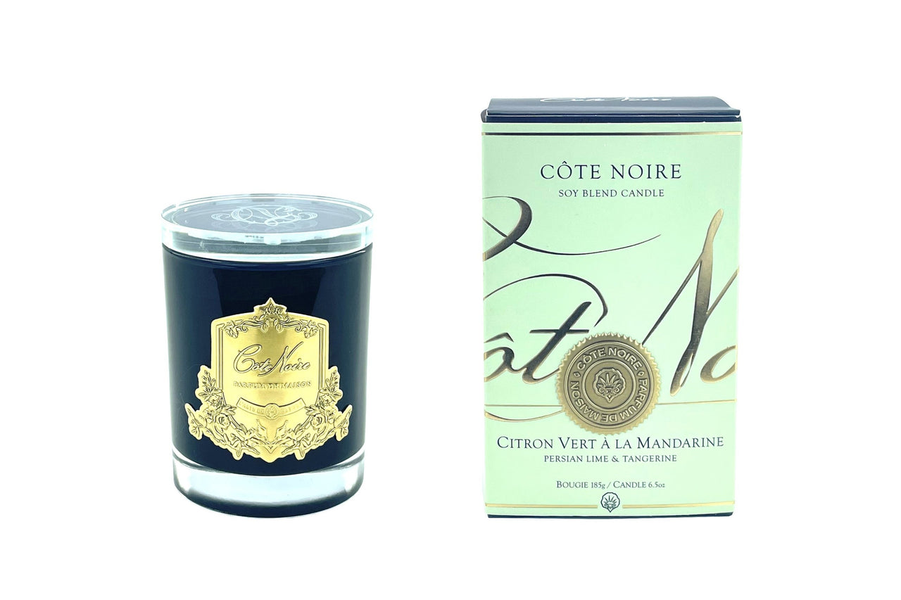 Cote Noire 185g Candle - Dark Vessel with Gold Badge - Persian  Lime & Tangerine