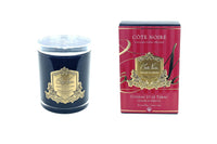Cote Noire 450g Candle - Dark Vessel with Gold Badge - Cognac & Tobacco