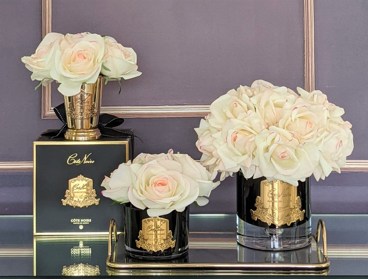 Cote Noire Luxury Grand Bouquet Dark Glass - Pink Plush - Gold Badge - LTWB02