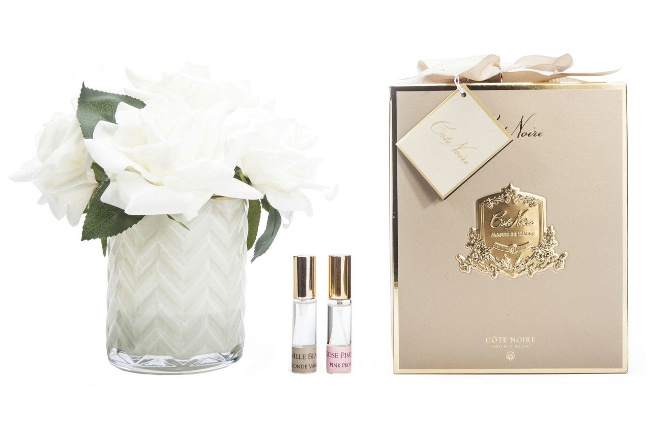 Cote Noire Herringbone Flower Cream - Champagne Roses - HCF02