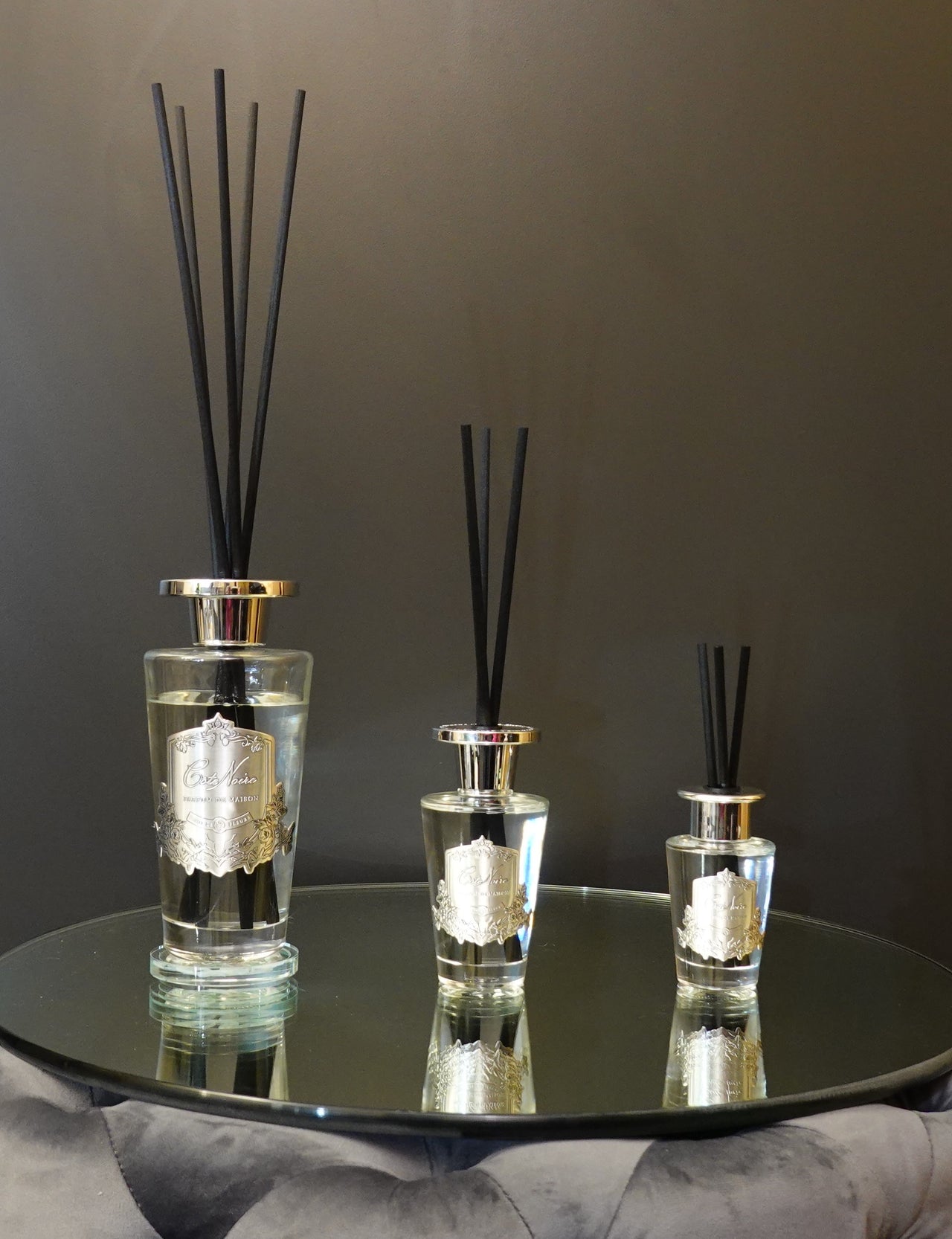 ** CLEARANCE ** Grand 500ml Diffuser Set with Crystal Glass Base - Charente Rose - Silver - LDS054