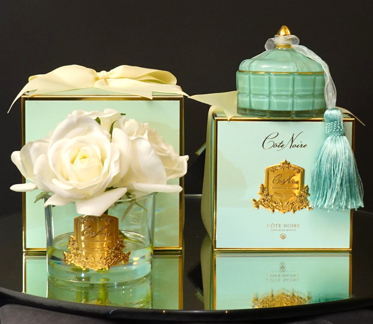 Cote Noire Perfumed Natural Touch 5 Roses LTD - Clear - White & Gold Badge - Jade Tiffany Box - GMR92