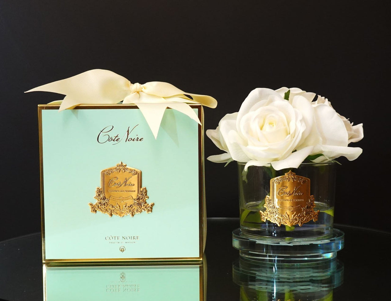 Cote Noire Perfumed Natural Touch 5 Roses LTD - Clear - White & Gold Badge - Jade Tiffany Box - GMR92