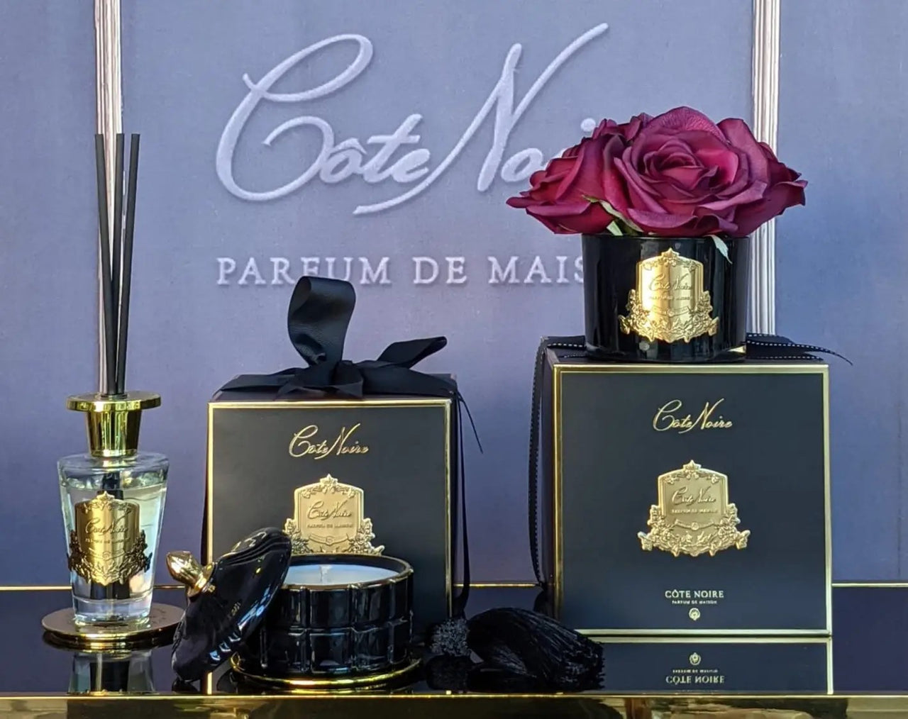 Cote Noire Art Deco Candle - Black & Gold - Queen of the Night - GML45004