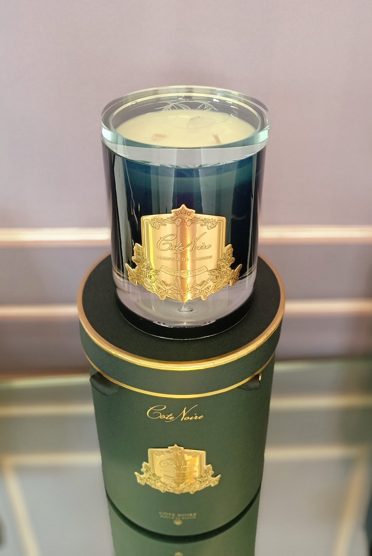 Cote Noire Crystal Glass Lid Triple Wick Grand Candle 2.5 kg - Blonde Vanilla - LCG003