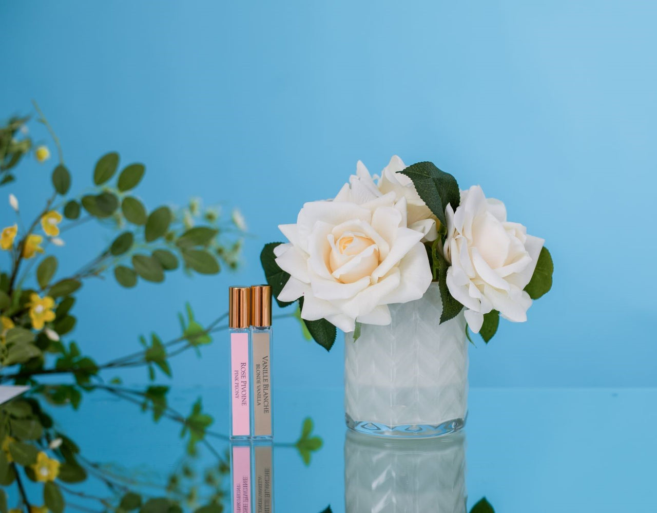 Cote Noire Herringbone Flower Cream - Champagne Roses - HCF02