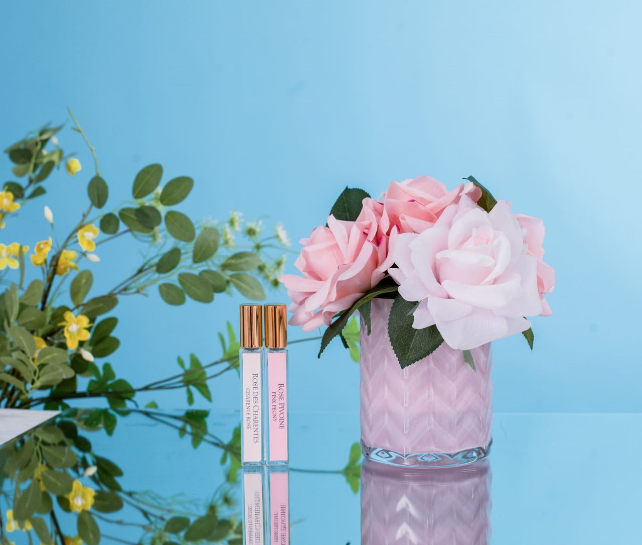 Cote Noire Herringbone Flower Pink - Pink Roses - HCF03