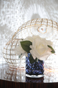 Cote Noire Herringbone Flower Blue - White Roses - HCF04