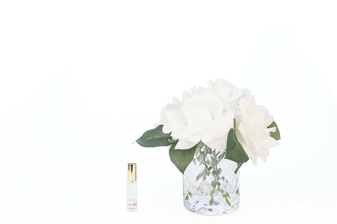 Cote Noire Herringbone Flower - Blush & White Roses - Clear - HCF07