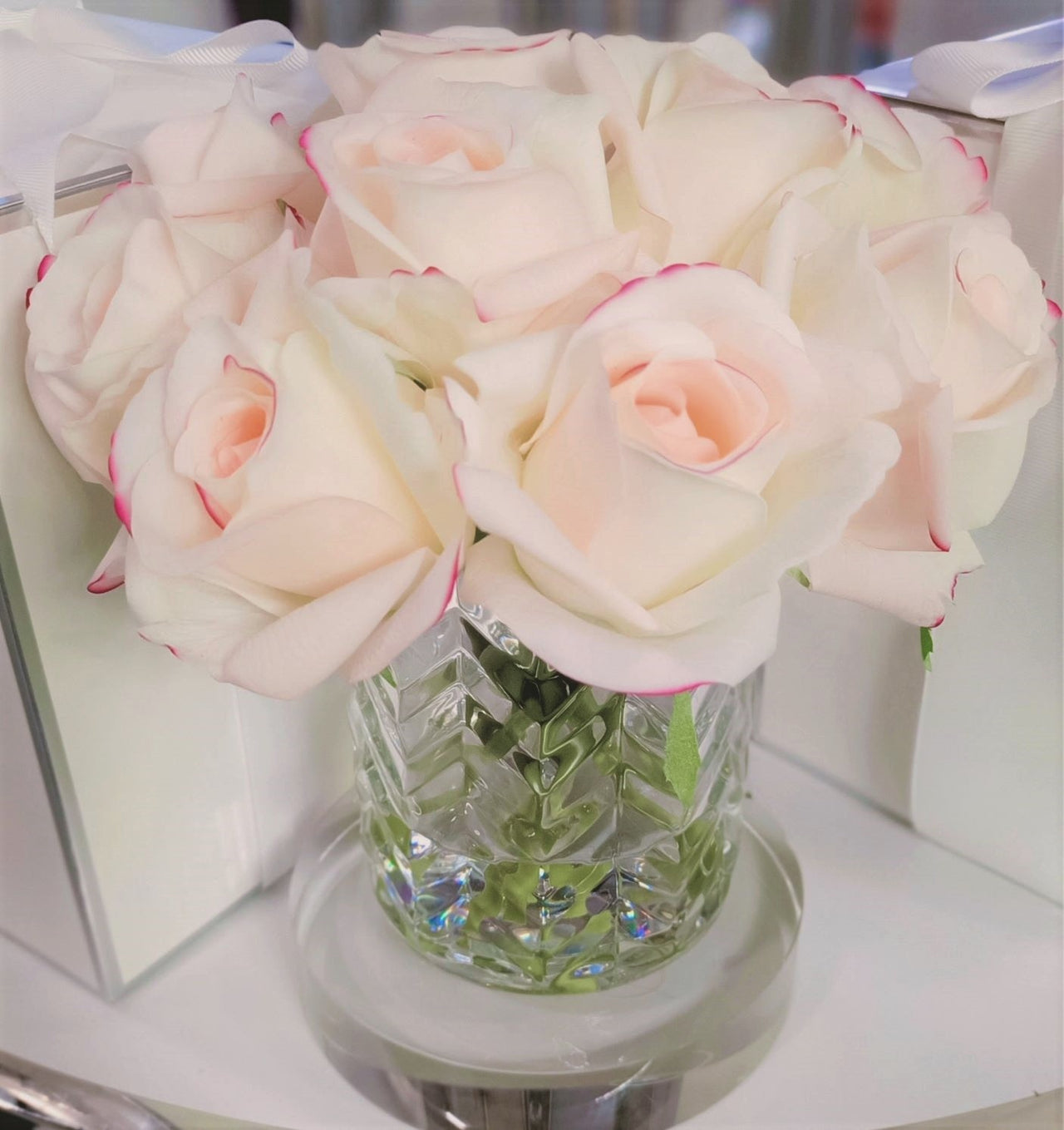 Cote Noire Herringbone Flower - Rose Buds - Clear - Pink Blush - HCF22