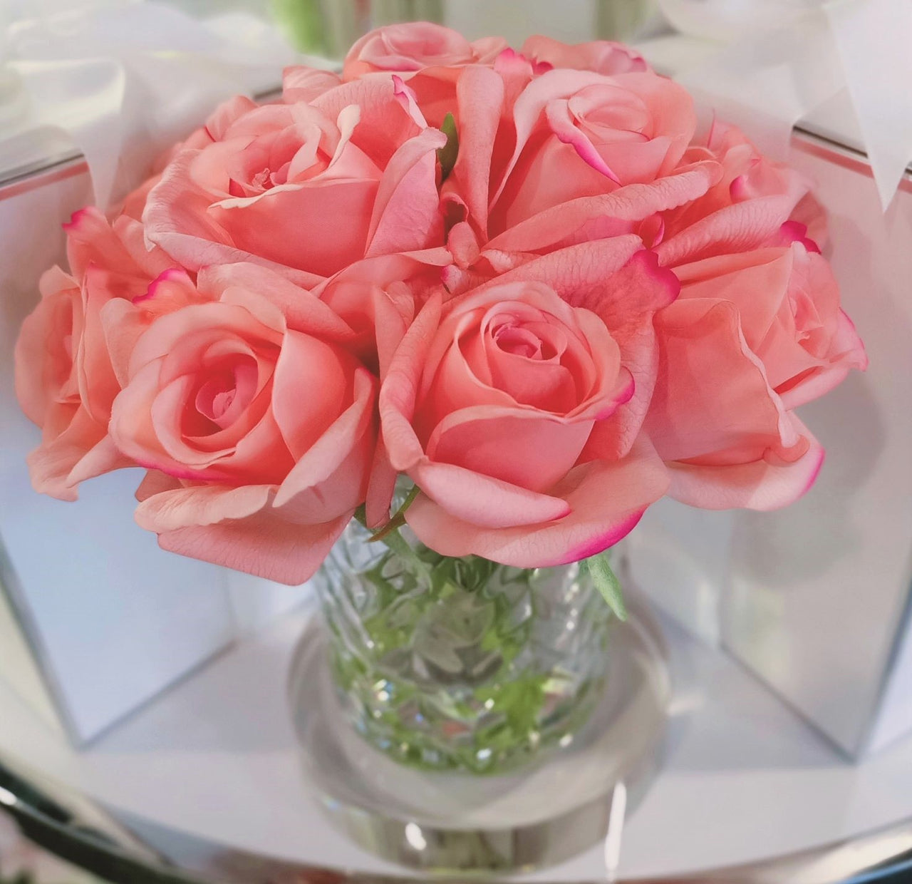 Cote Noire Herringbone Flower - Rose Buds - Clear - White Peach - HCF25