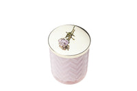 Cote Noire Charente Rose scented Herringbone Candle with Scarf - Pink & Gold - Rose Brooch - HCG04