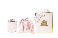 Cote Noire Charente Rose scented Herringbone Candle with Scarf - Pink & Gold - Rose Brooch - HCG04