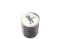Cote Noire Eau De Vie scented Herringbone Candle with Scarf - Navy & Gold - Dragonfly Brooch - HCG05