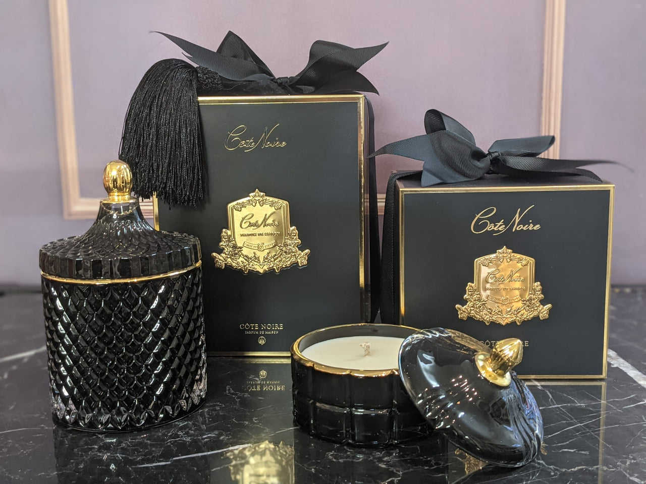 Cote Noire Art Deco Candle - Black & Gold - Queen of the Night - GML45004