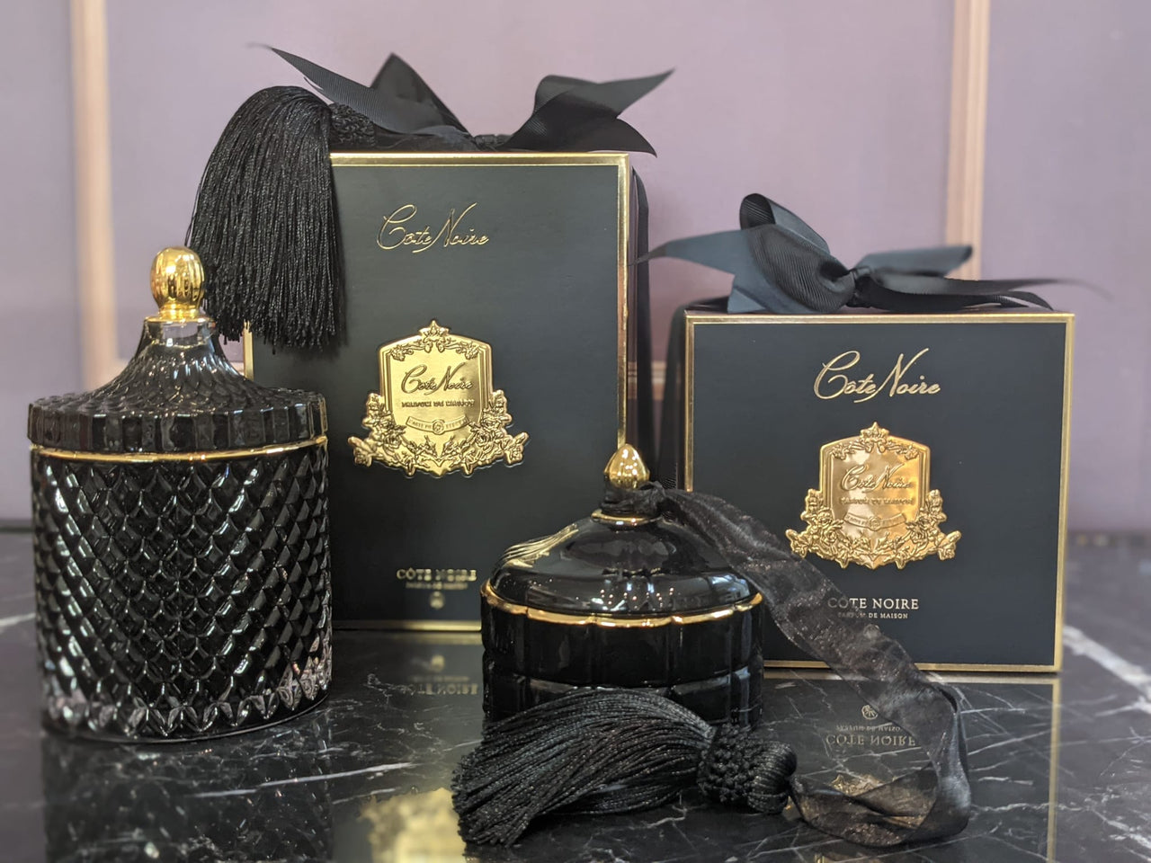 Cote Noire Art Deco Candle - Black & Gold - Queen of the Night - GML45004