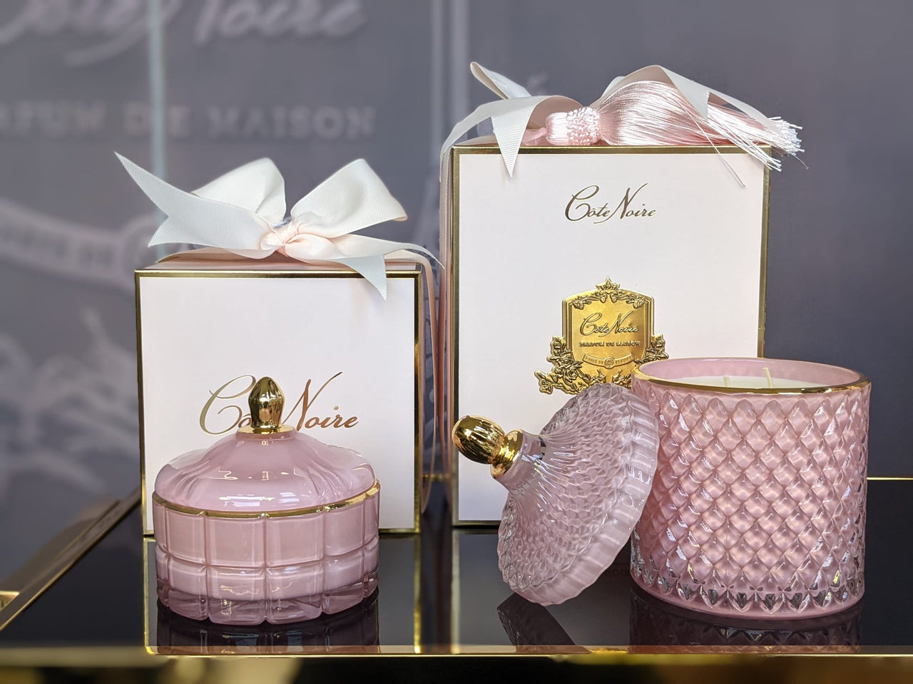 Cote Noire Art Deco Candle - Pink & Gold - Pink Champagne - GML45002