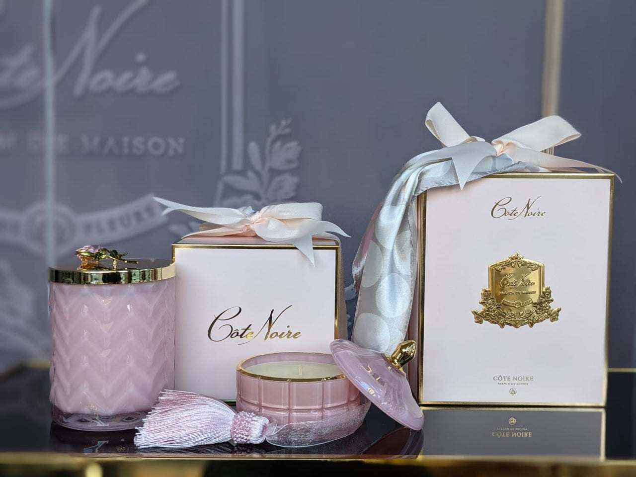 Cote Noire Art Deco Candle - Pink & Gold - Pink Champagne - GML45002
