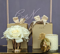 Cote Noire Seven Rose Bouquet - Champagne - Gold Goblet - SMC05
