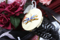 Cote Noire Eau De Vie scented Herringbone Candle with Scarf - Navy & Gold - Dragonfly Brooch - HCG05