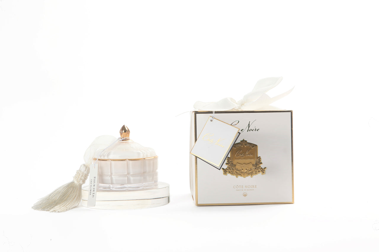 Cote Noire Art Deco Candle - White & Gold - Jasmine Flower Tea - GML45003