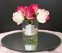 Cote Noire Premium Bouquet - Mixed Magenta & Blush Rose Buds - Clear Glass - MBS01