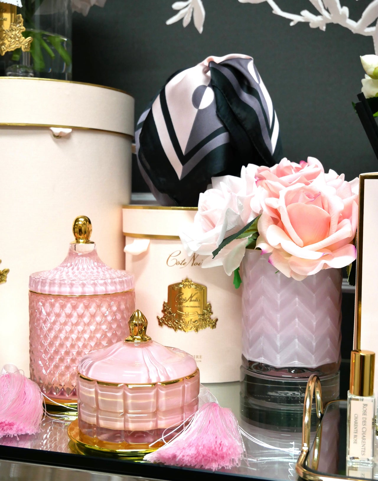 Cote Noire Art Deco Candle - Pink & Gold - Pink Champagne - GML45002