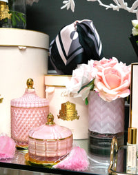 Cote Noire Art Deco Candle - Pink & Gold - Pink Champagne - GML45002