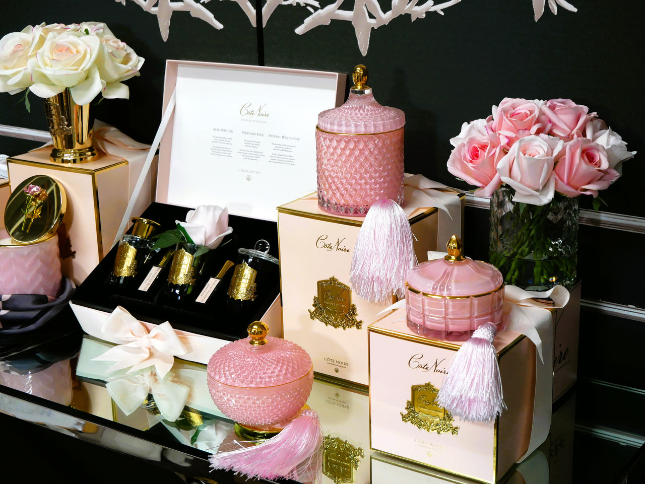 Cote Noire Art Deco Candle - Pink & Gold - Pink Champagne - GML45002